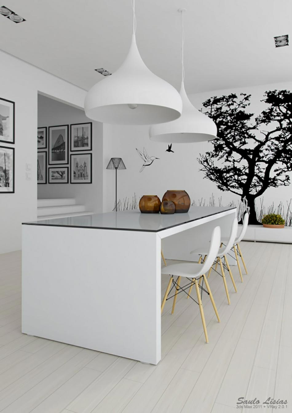 salle à manger blanc et noir design