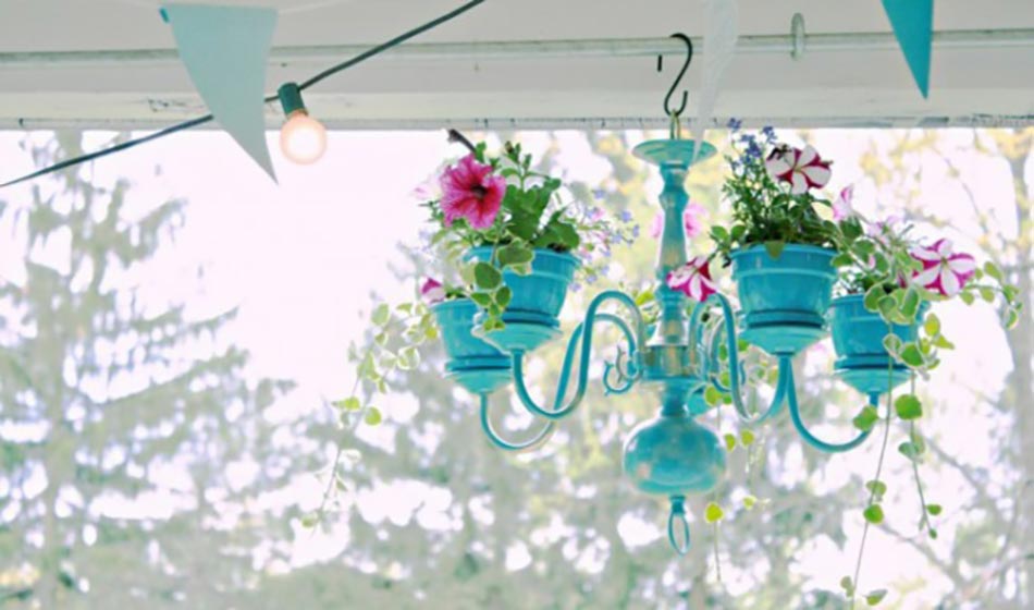 Abat-jour transformé en accessoire de déco outdoor