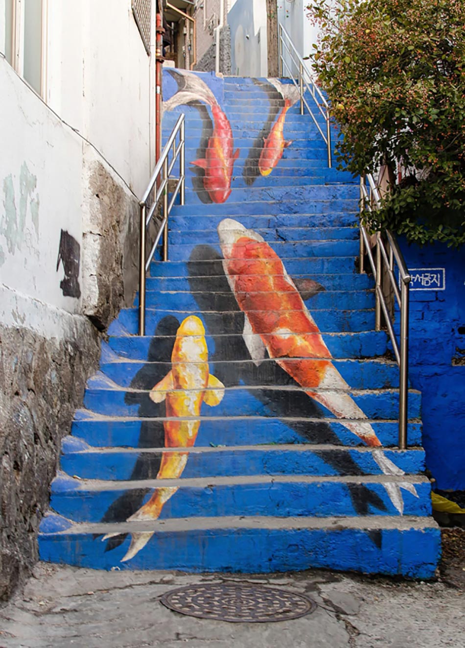 Escalier street art à Séoul - Corée du Sud