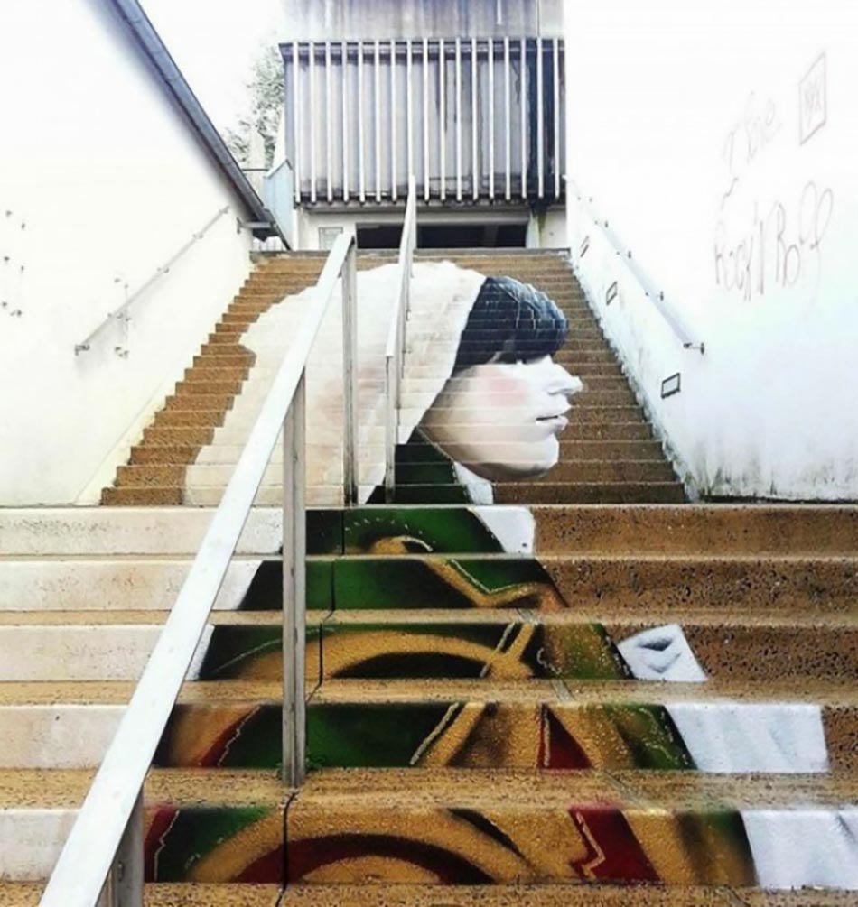 Escalier street art à Morlaix - France