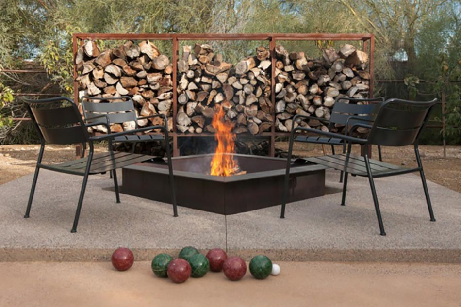 terrasse et feu jeu pétanque