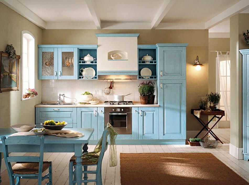 Maison à la cuisine design bleu