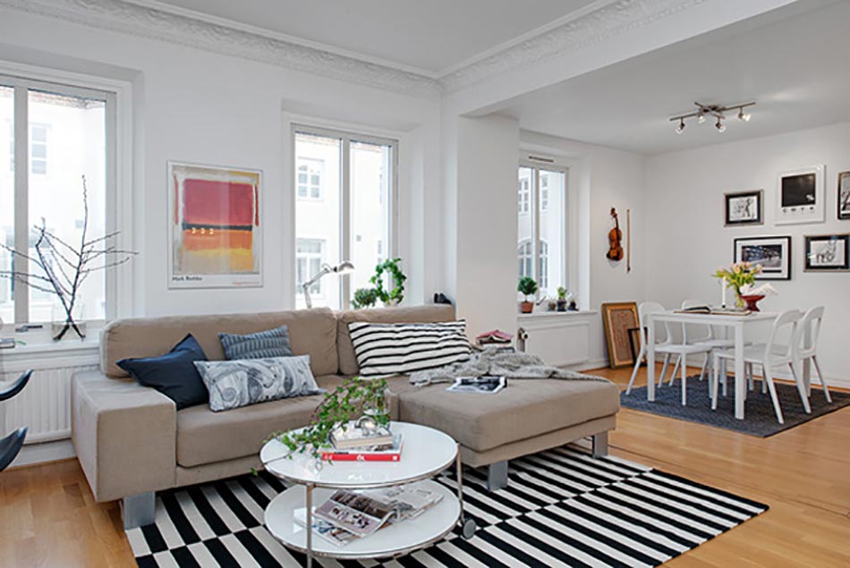 Salon et salle à manger d’inspiration scandinave