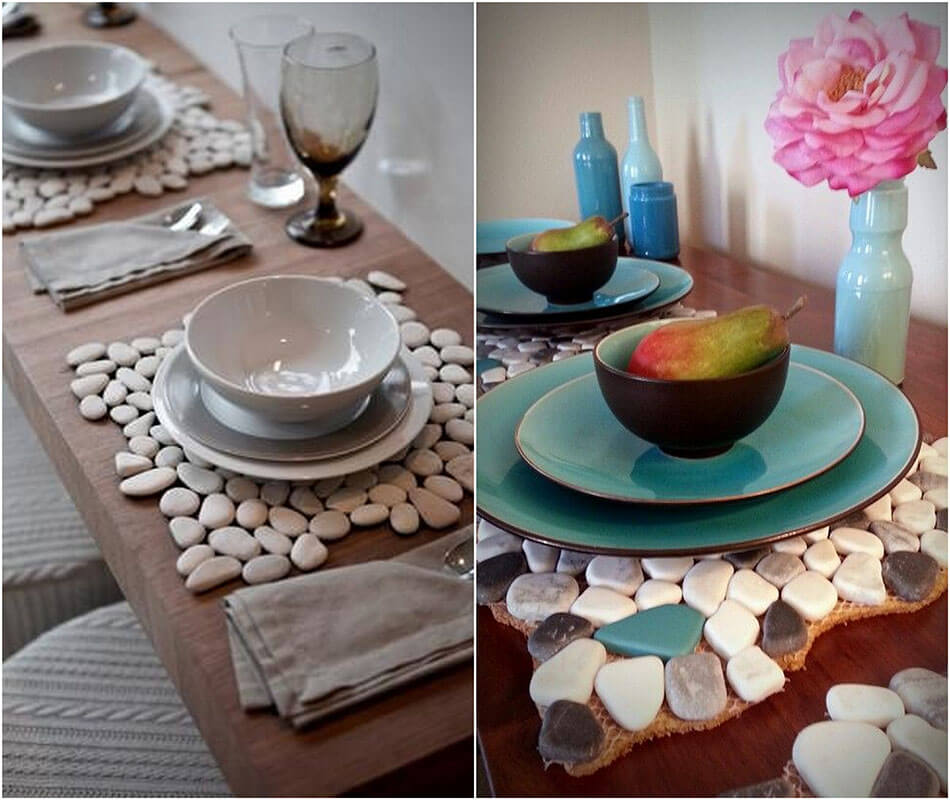 Une déco originale pour une table qui donne envie – des sets en cailloux