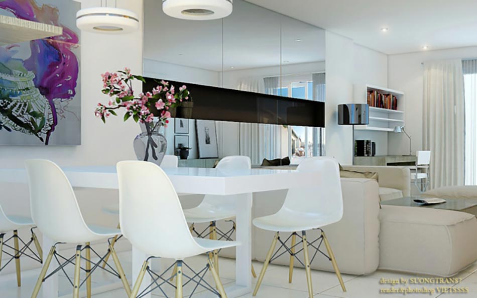 salle à manger contemporaine en blanc