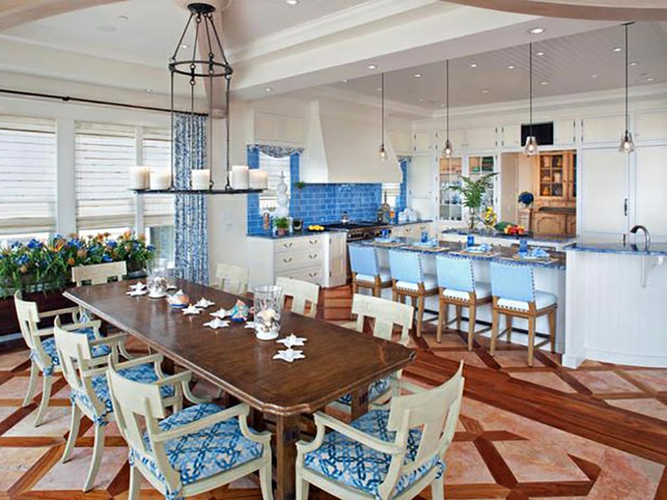 Cuisine claire en bleu et blanc