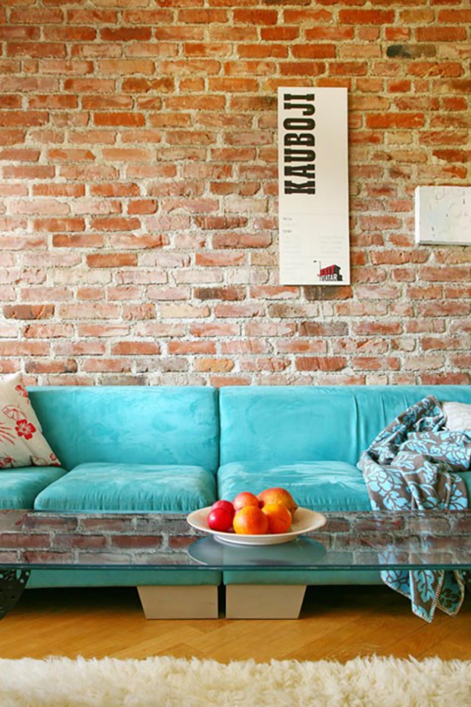 Décoration en mur en briques apparentes