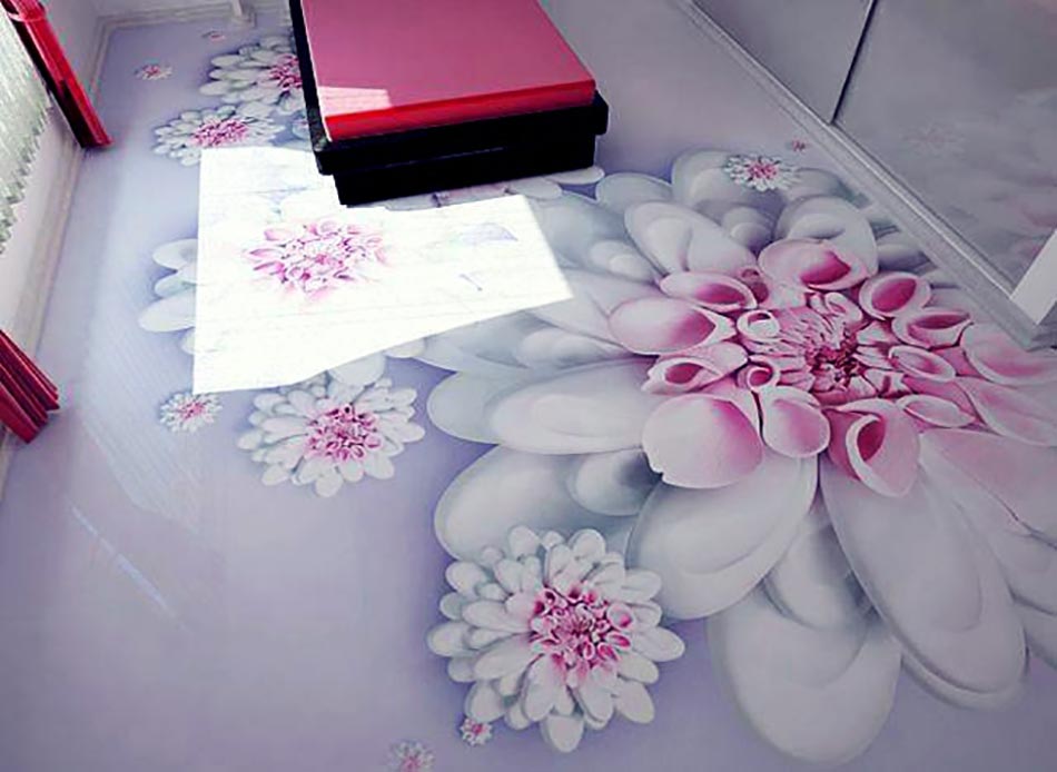 jolies fleurs en 3D au sol