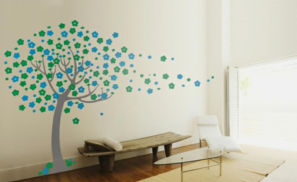 stickers muraux arbre bleu