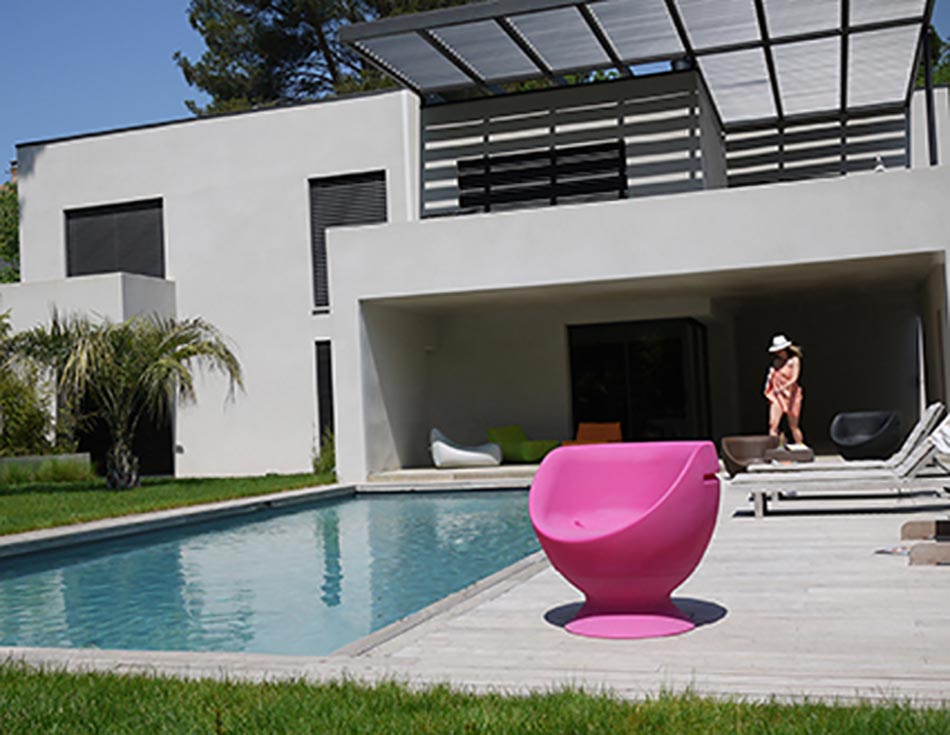 Fauteuil design Boon's fuschia