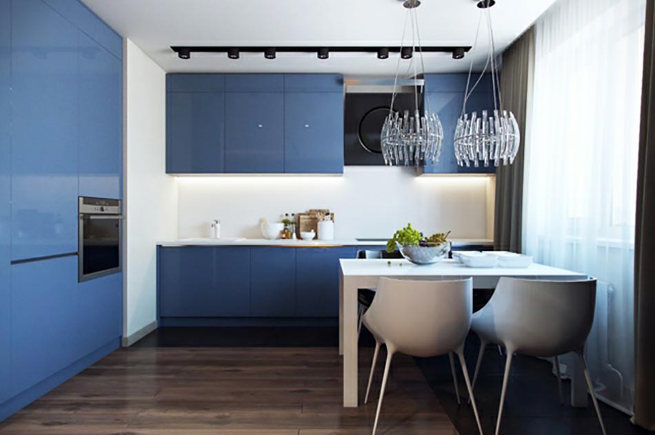 Cuisine moderne au design bleu