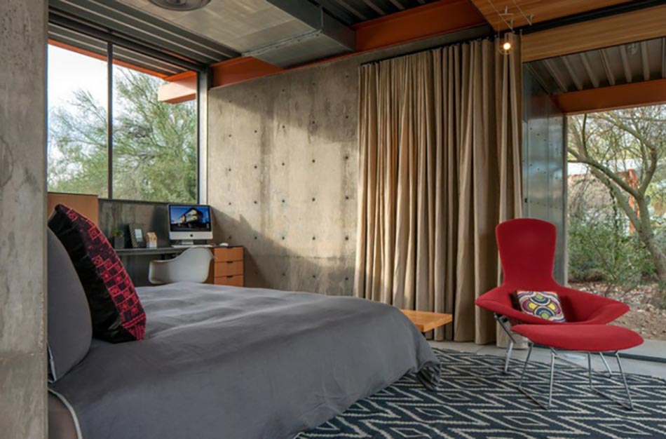 location de vacances chambre mur industriel