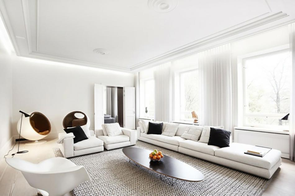 séjour design tout blanc