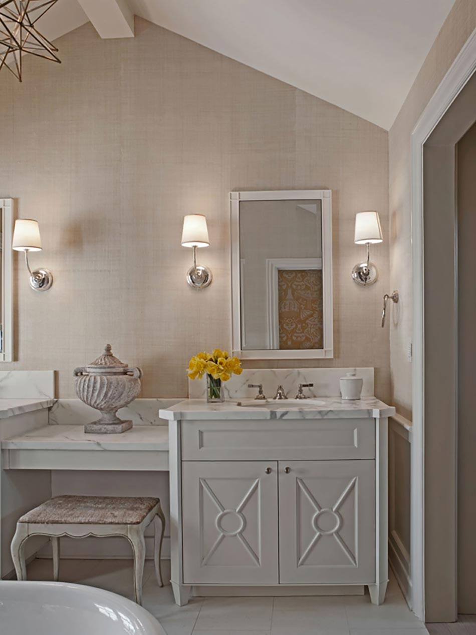 mobilier blanc aménagement design salle de bain