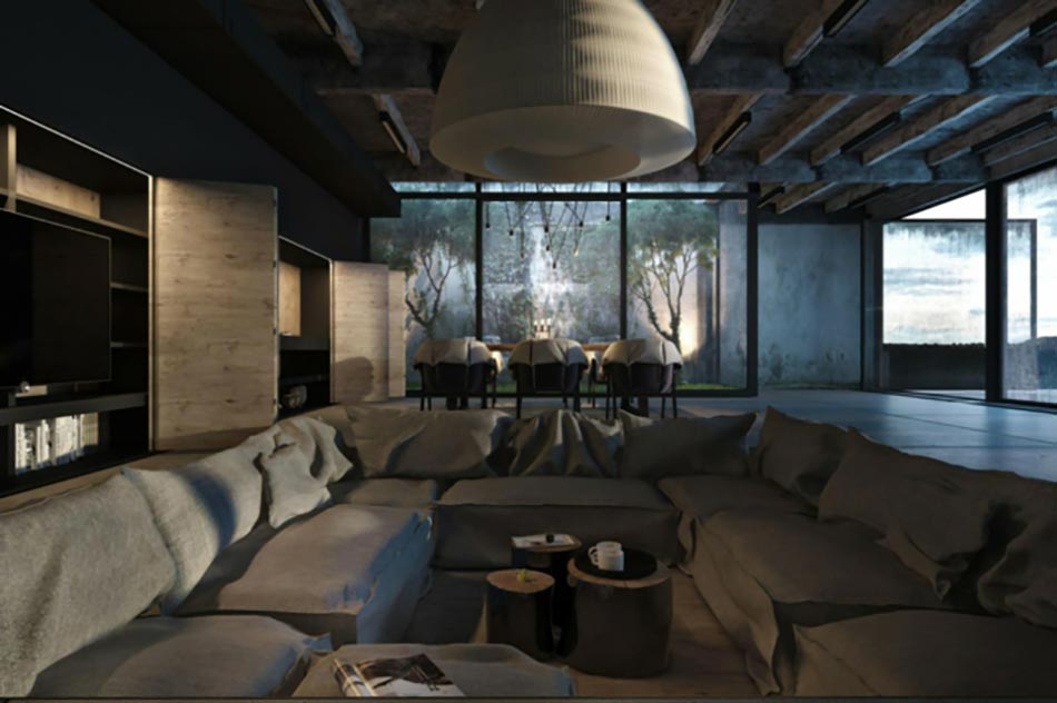maison au bord de la mer Noire design industriel