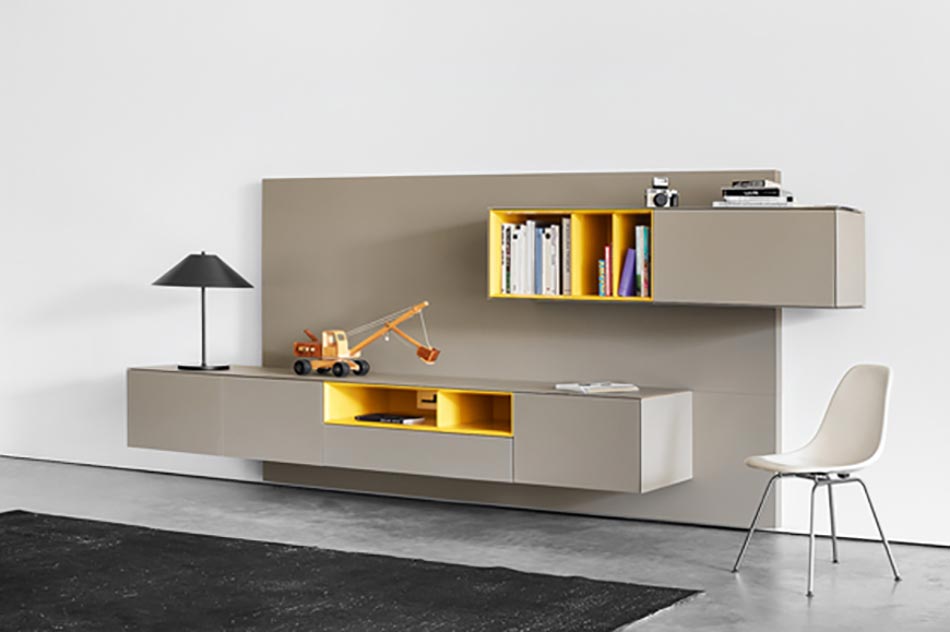 Meuble design en gris et jaune