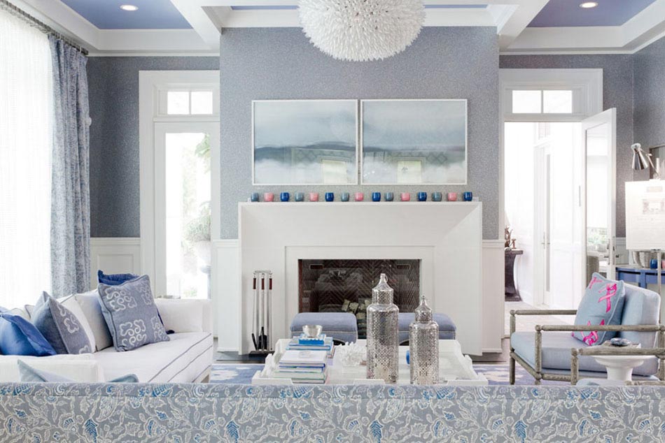 bleu nuances pastel déco séjour salon maison familiale