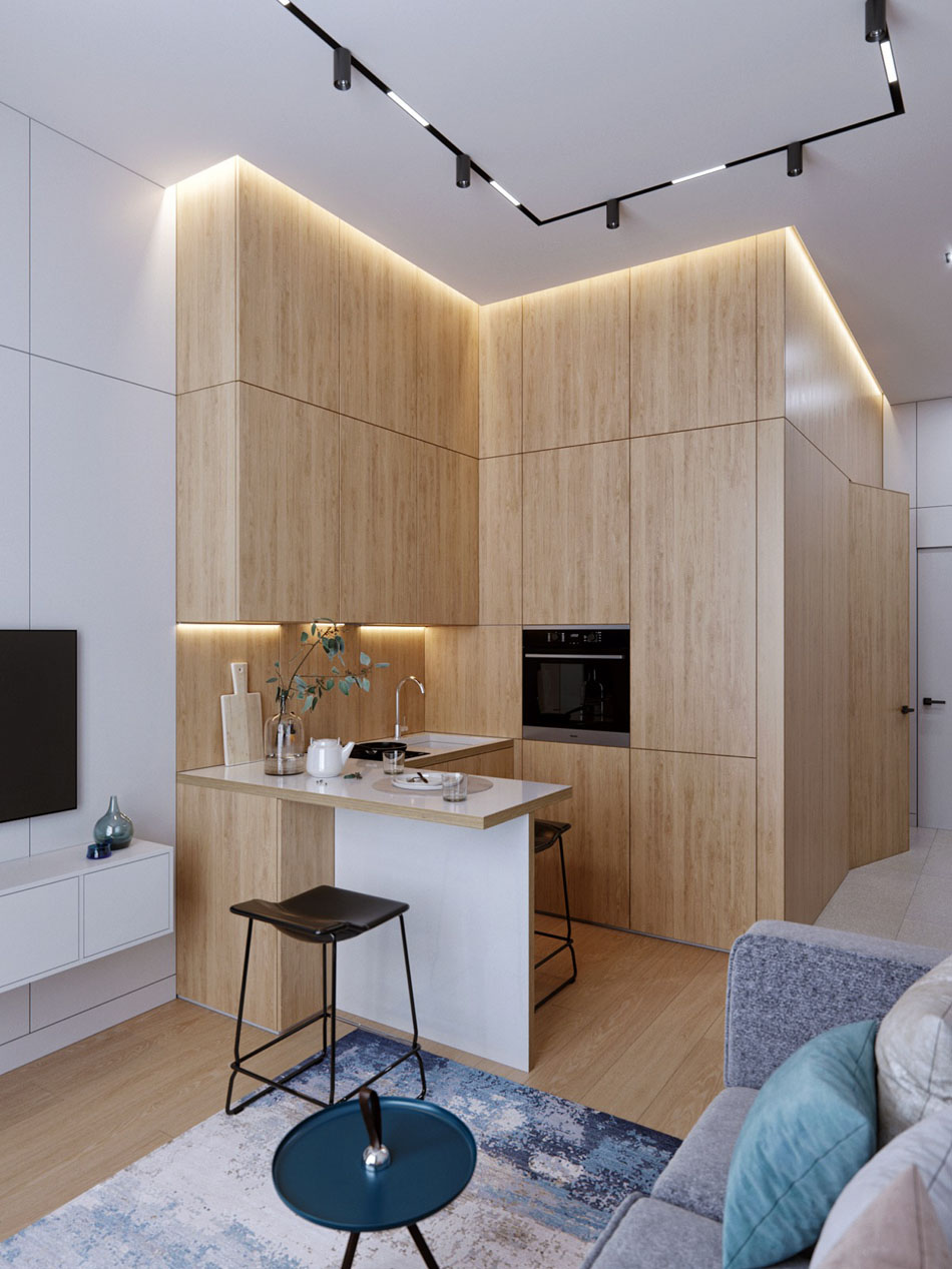 cuisine gagne place compacte studio petit logement appartement de ville