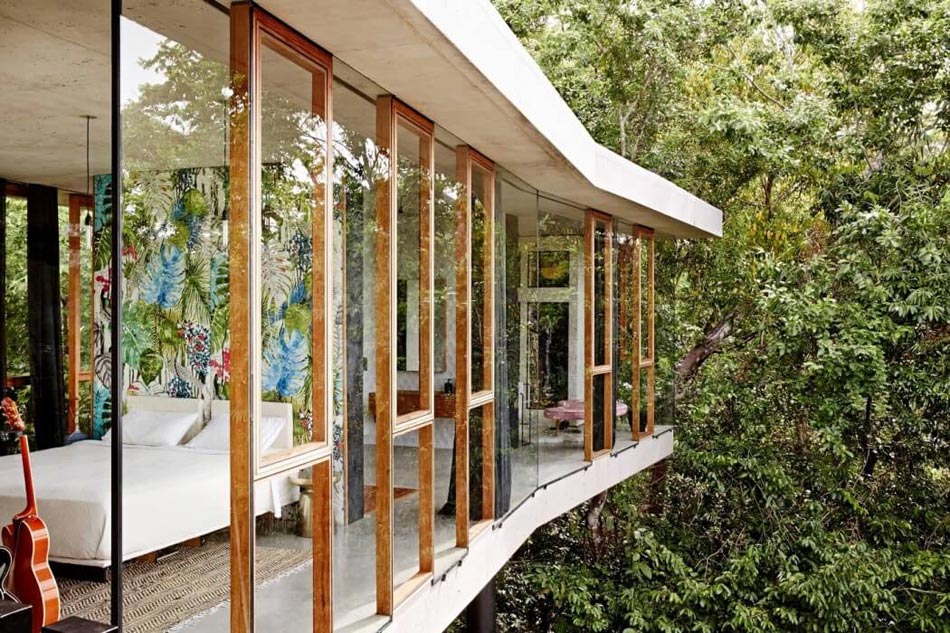 mur façade en verre maison originale passive