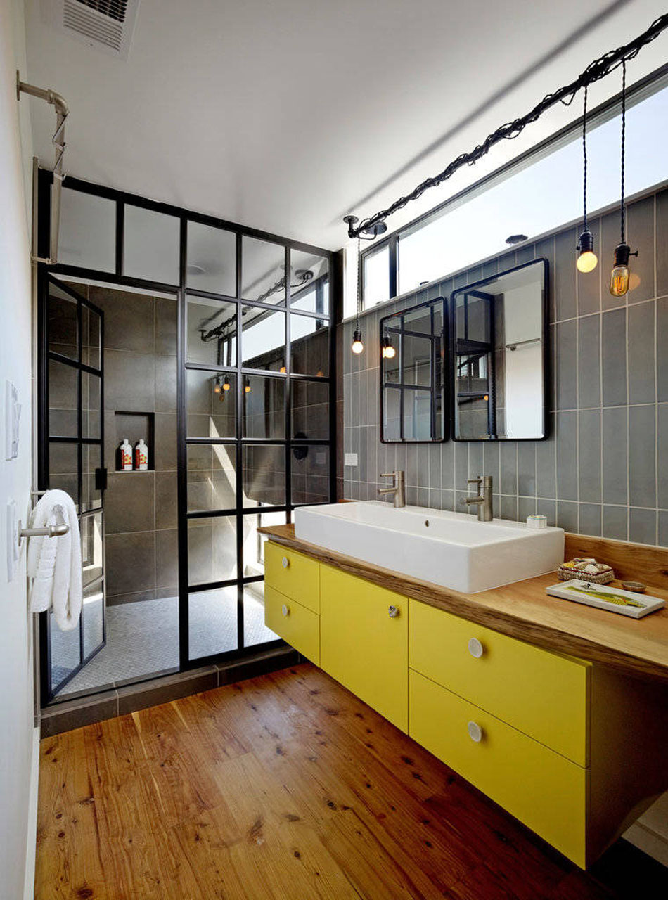 inspiration rustique éclectique douche aménagement salle de bain design