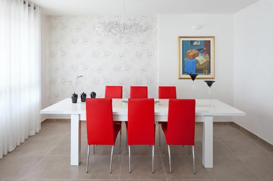 Blanc et rouge salle à manger moderne