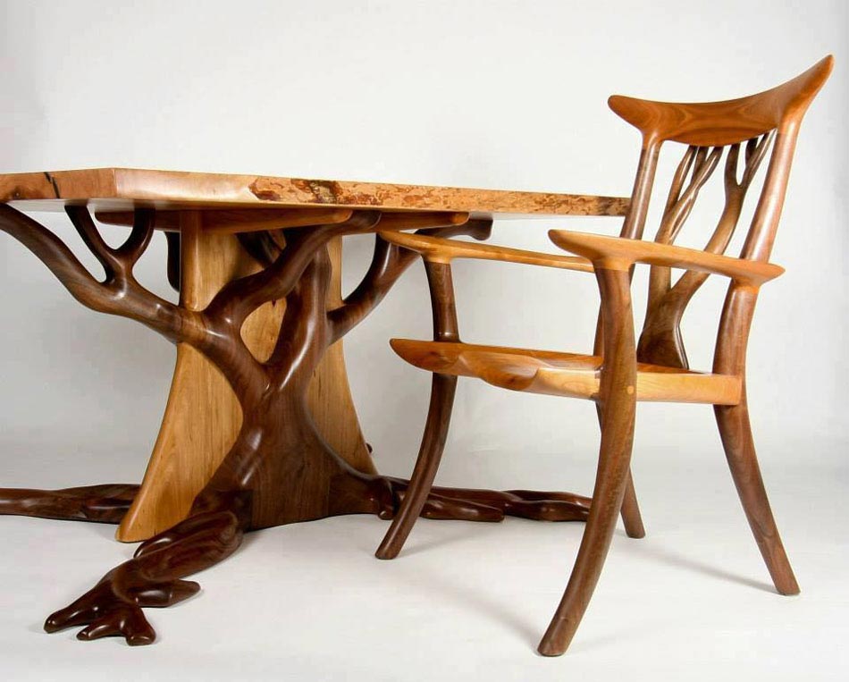 bureau chaise chêne design original massif