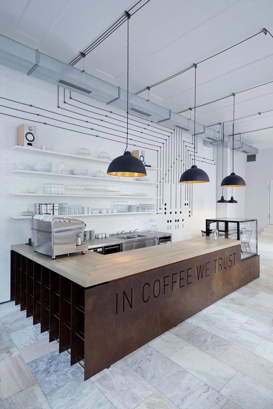 caisse comptoir bistro design minimaliste prague