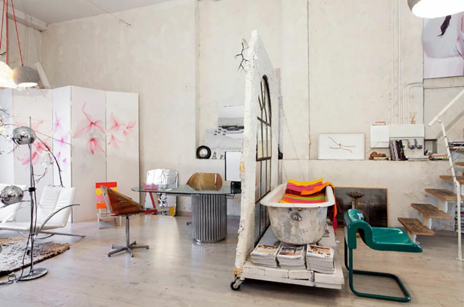 décoration originale baignoire loft