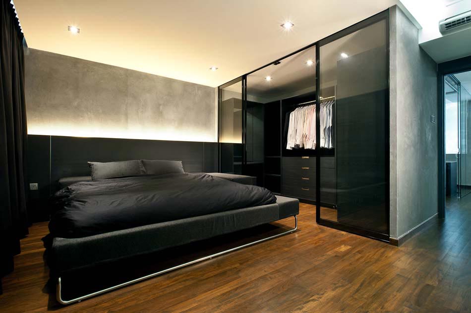 design minimaliste chambre à coucher masculine homme