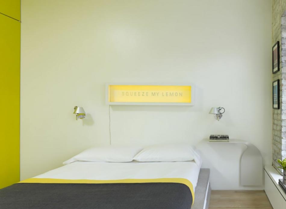 chambre décoration blanc et jaune