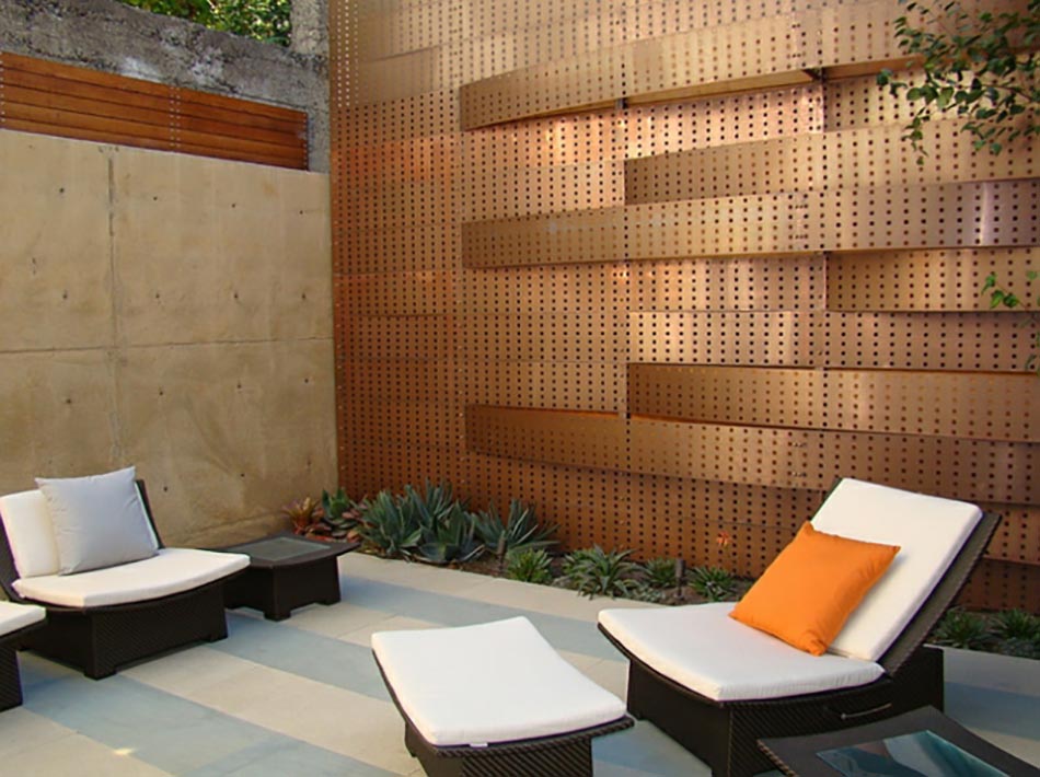 patio mur en cuivre design architecte