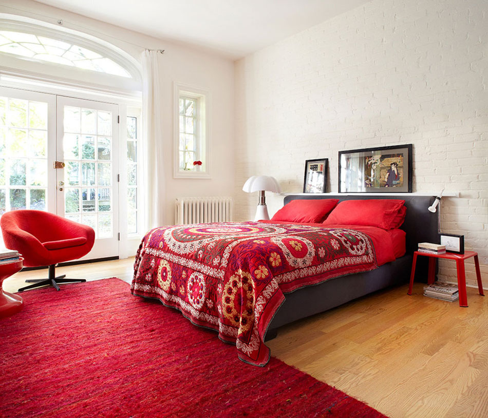 déco pour la chambre à coucher mur en brique blanche