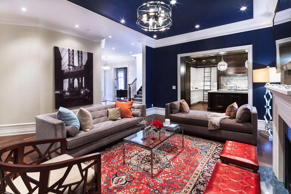 séjour moderne mobilier contemporain déco bleu
