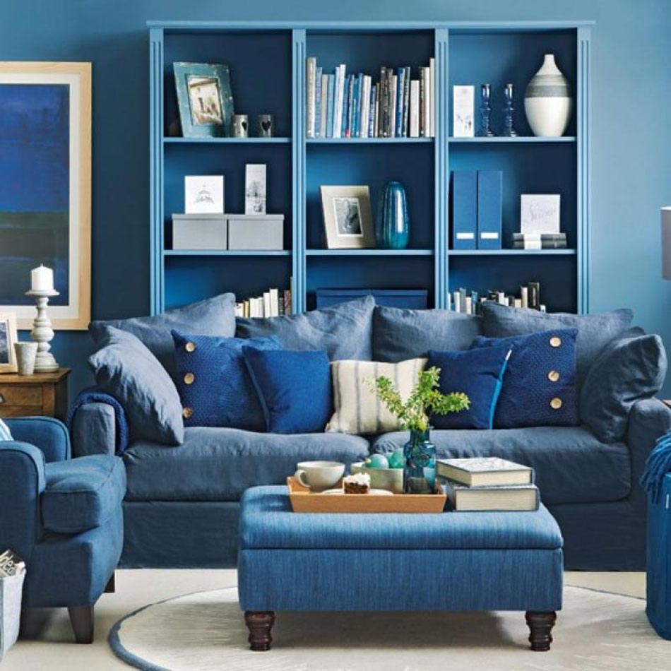 bleu couleurs classique aménagement décoration séjour salon maison moderne