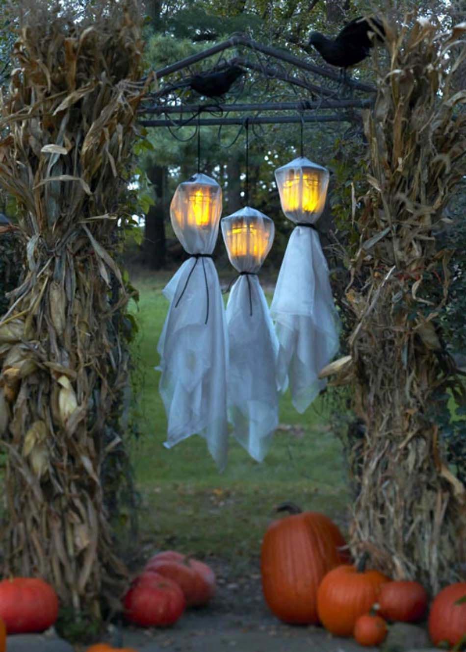 lumière mystérieuse fantômes jardin halloween déco