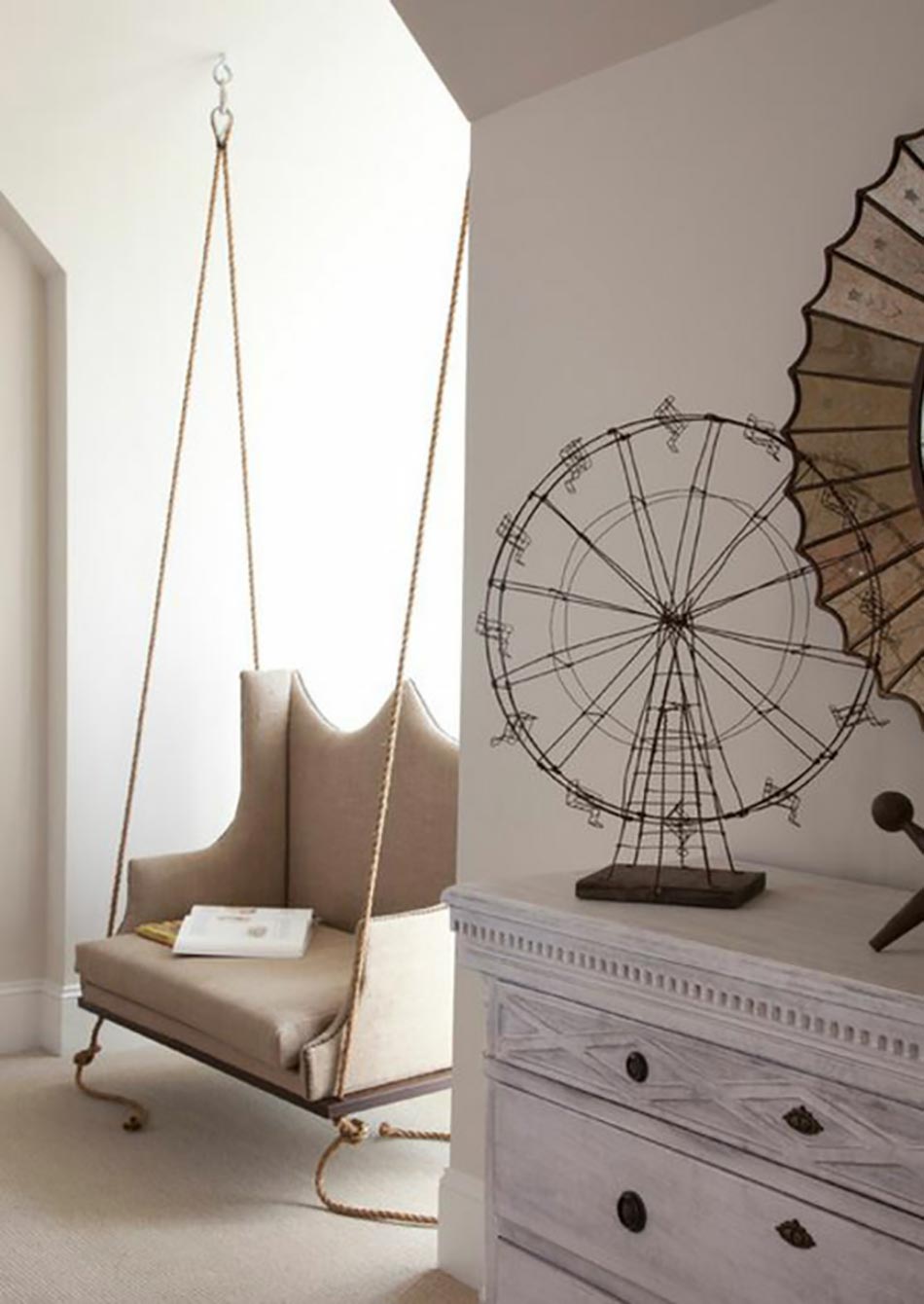 balançoire fauteuil beige design adulte