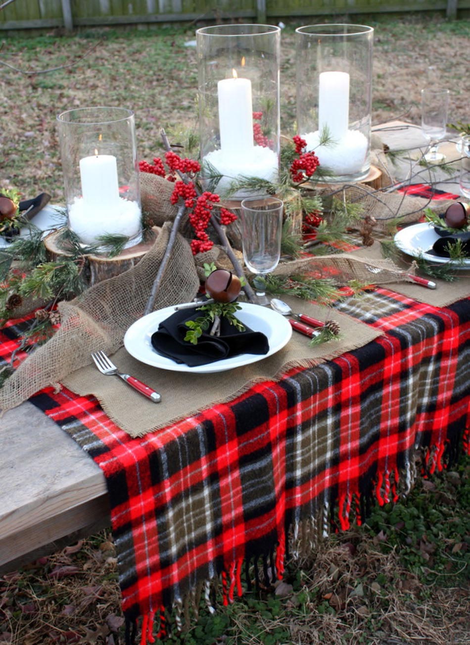 fêter les fêtes de fin d'année outdoor table déco rustique