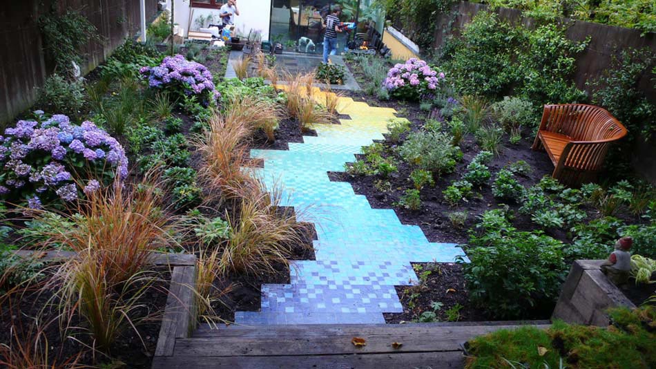 chemins de jardin aménagement en couleur idées déco