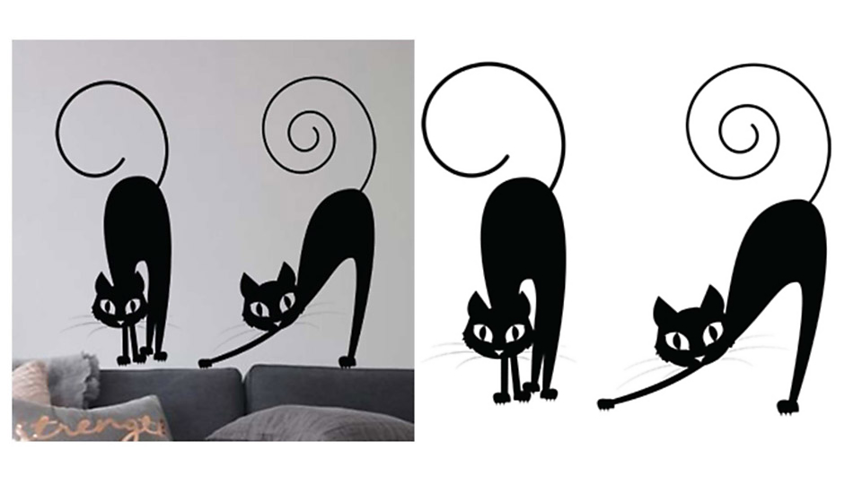 sticker mural décoration murale Halloween chat noir
