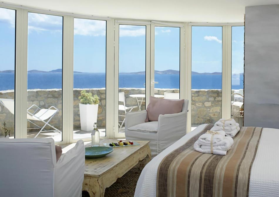 panorama vue mer suite de luxe hôtel Mykonos