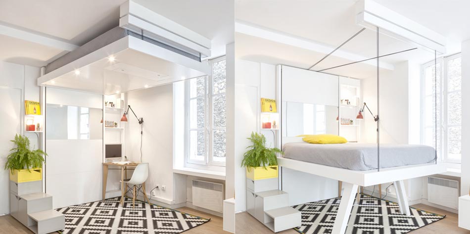 exemple de lit descendu appartement