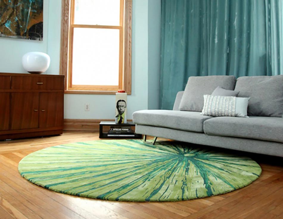 tapis de sol rond design rétro séjour living room