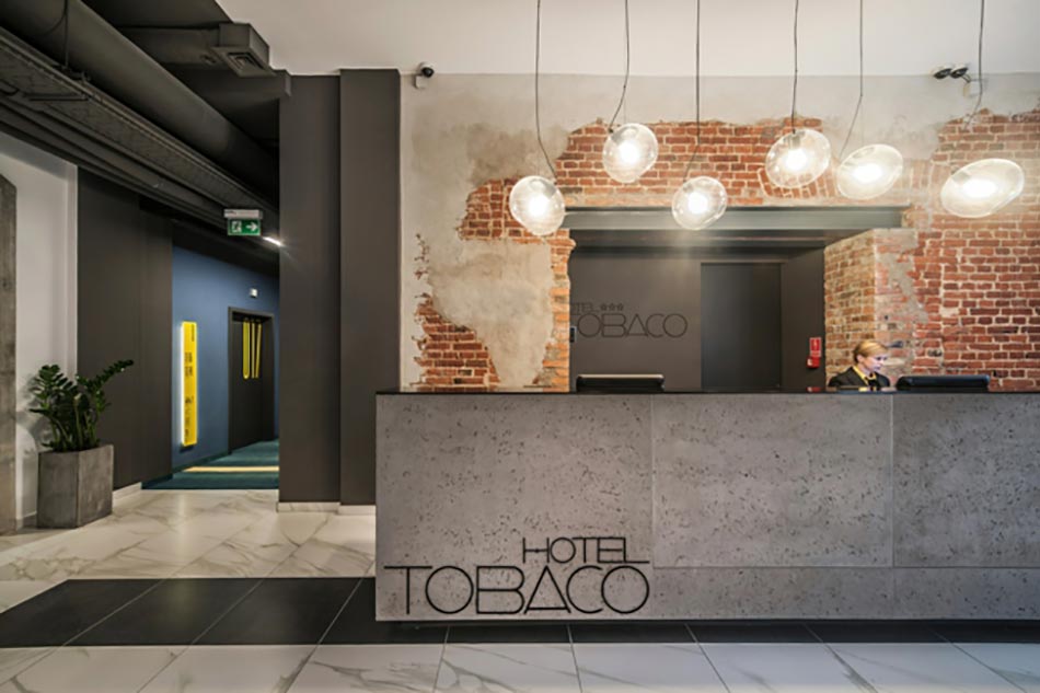 lobby de l'hôtel design Tobaco hotel