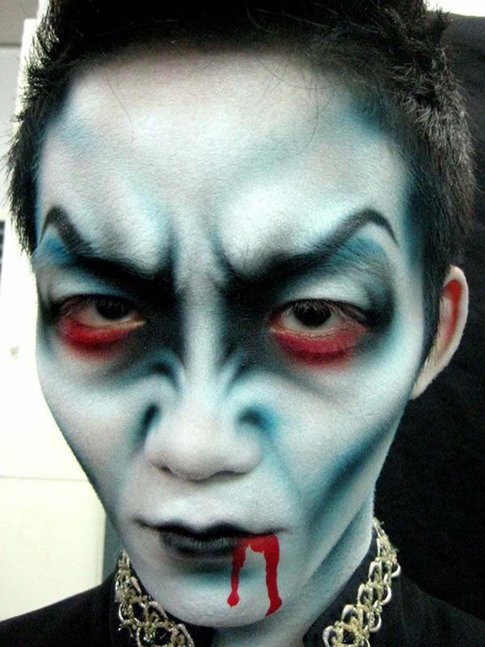maquillage terrifiant visage homme halloween