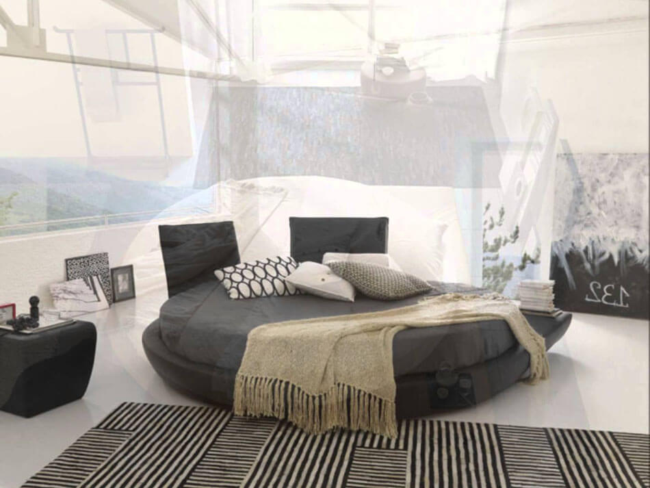 beau lit rond déco design chambre à coucher moderne