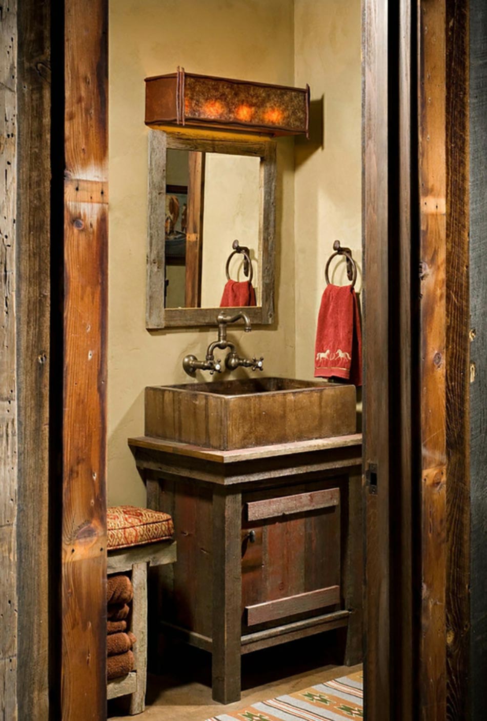 miroir salle de bains rustique cadre brut
