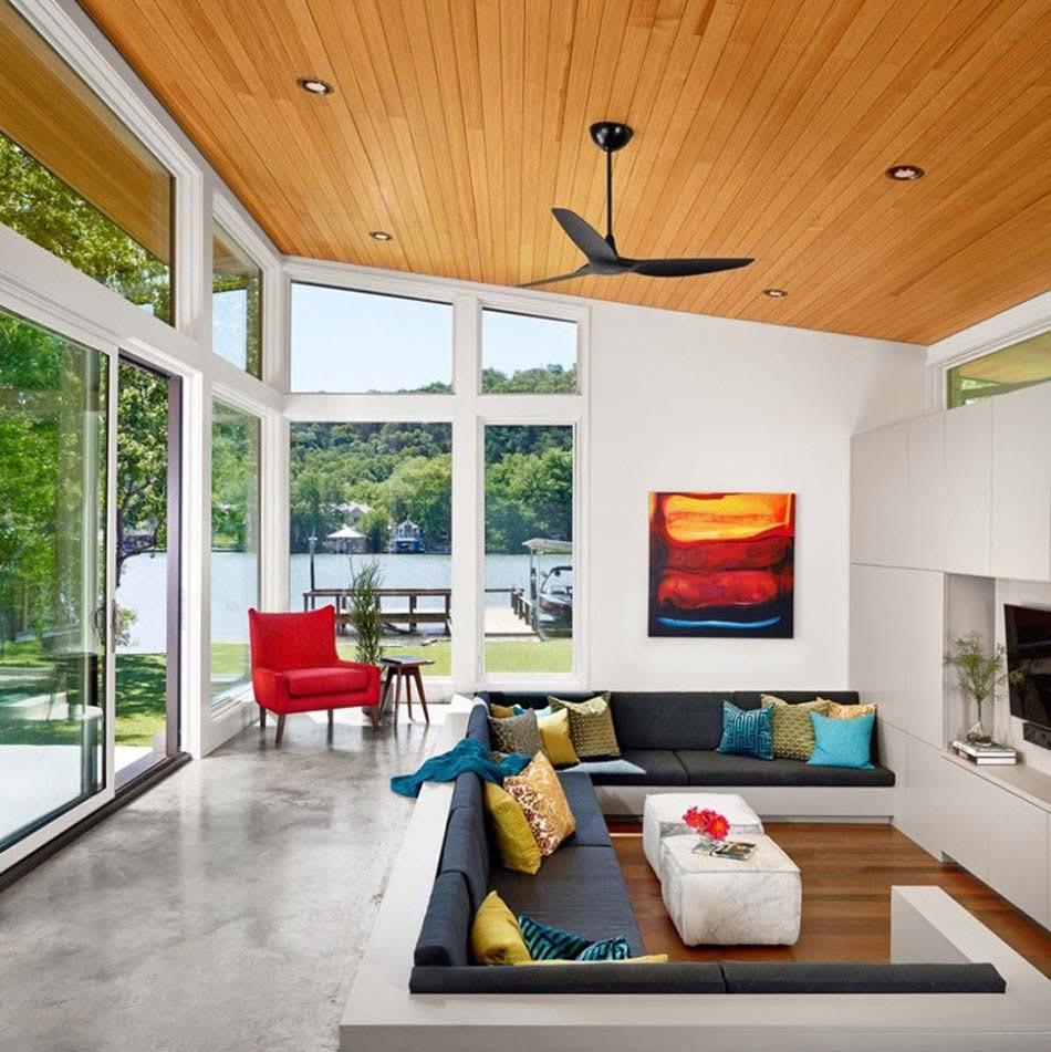 petite fosse de conversation assises en contrebas maison moderne