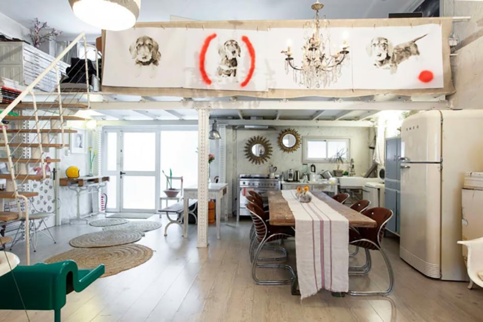 cuisine et salle à manger loft de ville