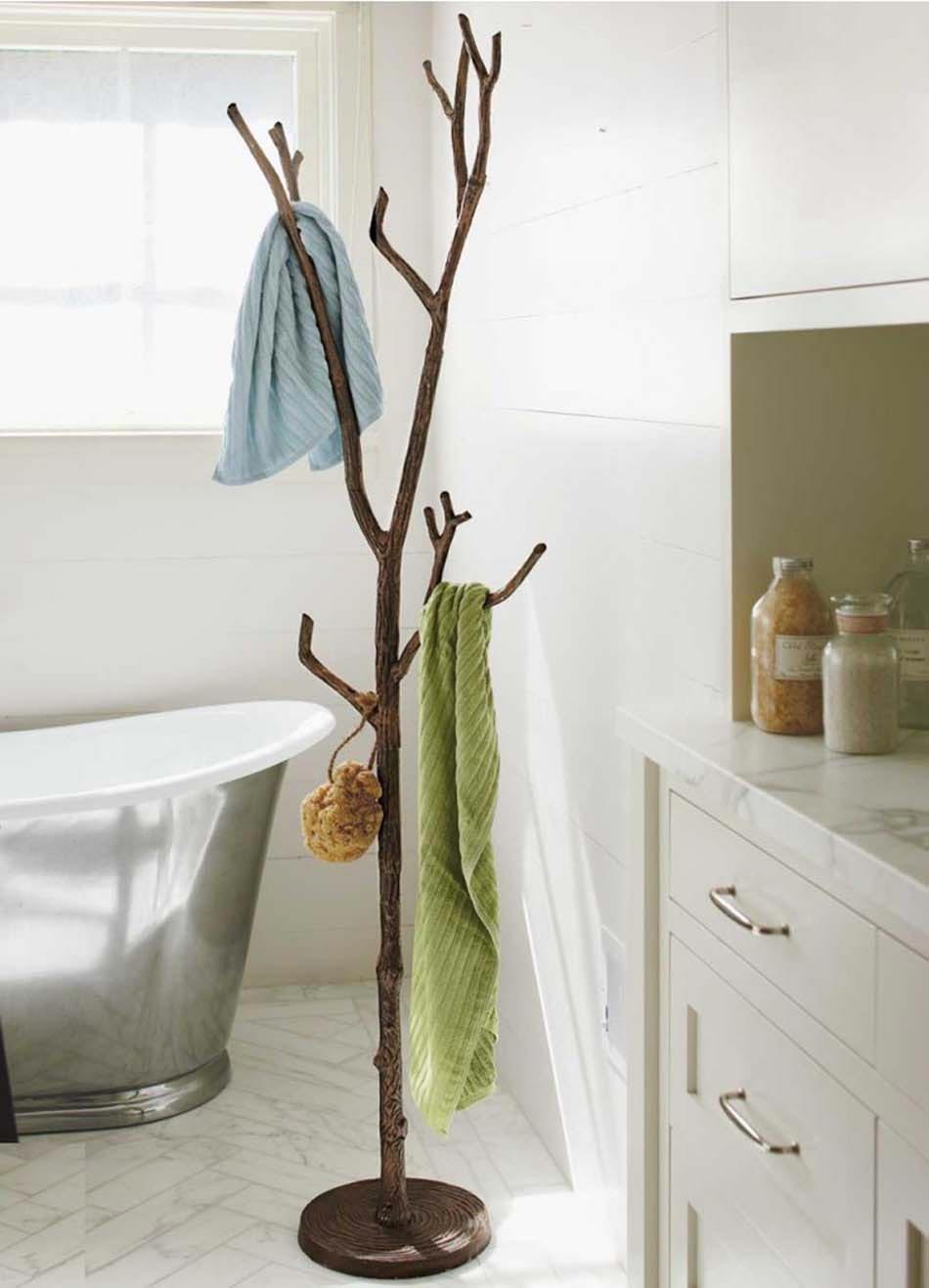 simple design arbre portemanteau salle de bain