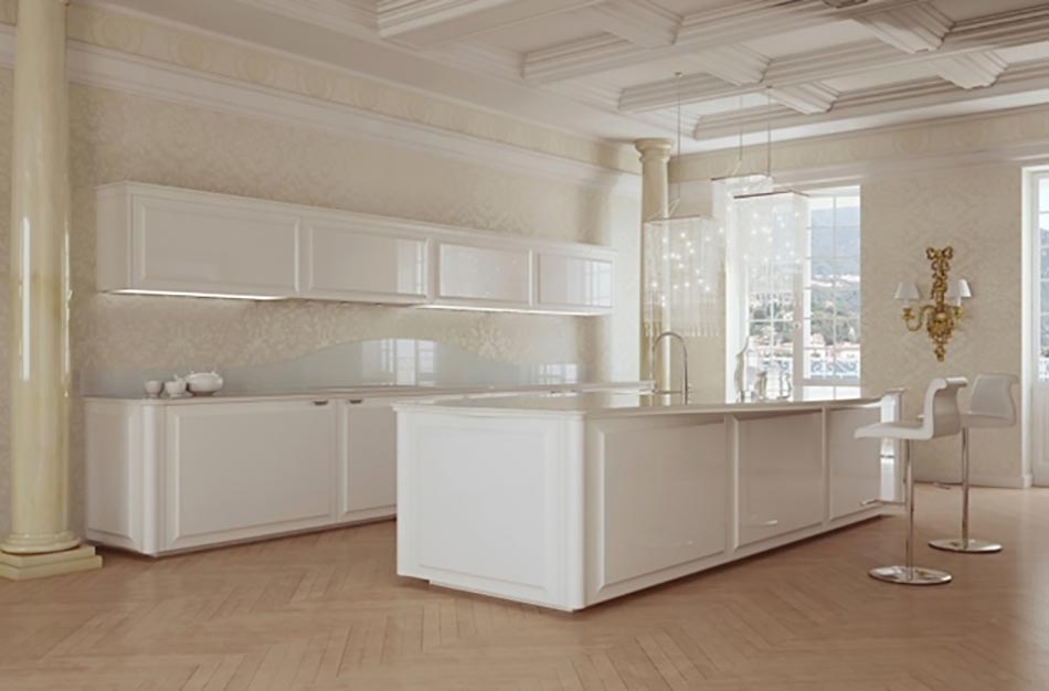 cuisine minimaliste aux placards blancs